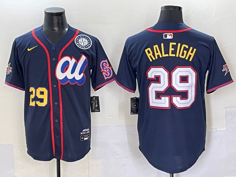 Men 2025 Seattle Mariners #29 Raleigh Blue All star Nike MLB Jersey style 5